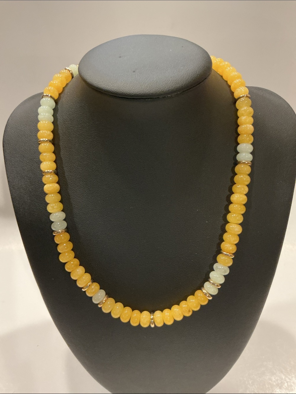 Yellow Bead Necklace with White Accents - Women Jewelry